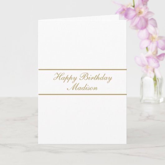 Gefeliciteerd Verjaardag Script Naam Wit Goud Kaart (Orchidee)