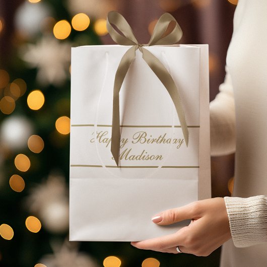 Gefeliciteerd Verjaardag Script Naam Wit Goud Medium Cadeauzakje