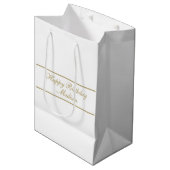 Gefeliciteerd Verjaardag Script Naam Wit Goud Medium Cadeauzakje (Voorkant Gekanteld)