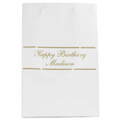 Gefeliciteerd Verjaardag Script Naam Wit Goud Medium Cadeauzakje (Voorkant)