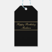 Gefeliciteerd Verjaardag Script Naam Zwart Goud Cadeaulabel (Voorkant)