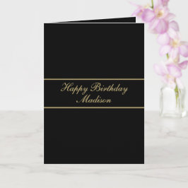 Gefeliciteerd Verjaardag Script Naam Zwart Goud Kaart