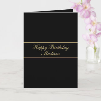 Gefeliciteerd Verjaardag Script Naam Zwart Goud Kaart