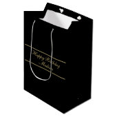 Gefeliciteerd Verjaardag Script Naam Zwart Goud Medium Cadeauzakje (Voorkant Gekanteld)