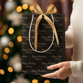 Gefeliciteerd Verjaardag Script Naam Zwart Goud Medium Cadeauzakje
