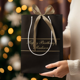 Gefeliciteerd Verjaardag Script Naam Zwart Goud Medium Cadeauzakje