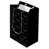 Gefeliciteerd Verjaardag Script Naam Zwart Goud Medium Cadeauzakje (Voorkant Gekanteld)