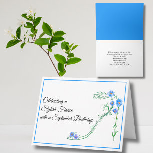 Gefeliciteerd verjaardag september verloofde blauw kaart