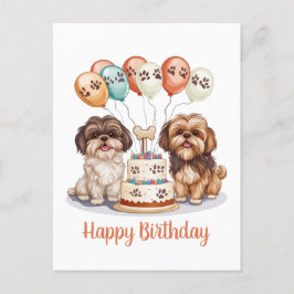 Gefeliciteerd Verjaardag Shih Tzu Honden Verjaarda Briefkaart