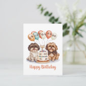 Gefeliciteerd Verjaardag Shih Tzu Honden Verjaarda Briefkaart (Staand voorkant)