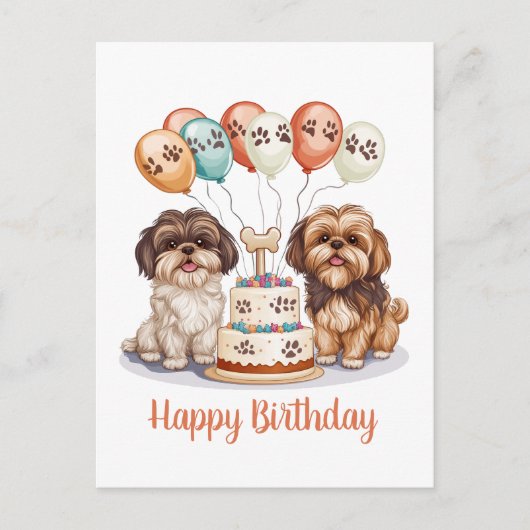 Gefeliciteerd Verjaardag Shih Tzu Honden Verjaarda Briefkaart (Voorkant)