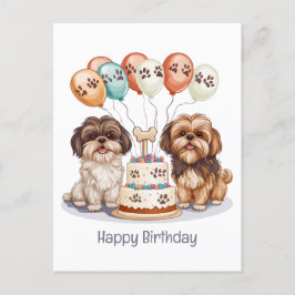 Gefeliciteerd Verjaardag Shih Tzu Honden Verjaarda Briefkaart