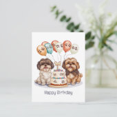 Gefeliciteerd Verjaardag Shih Tzu Honden Verjaarda Briefkaart (Staand voorkant)