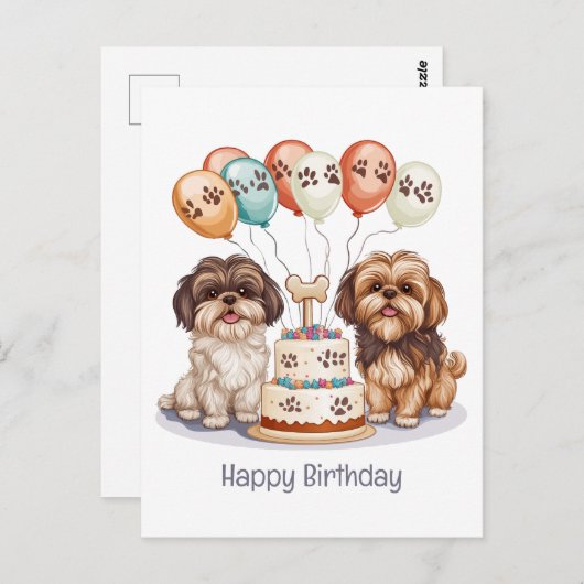 Gefeliciteerd Verjaardag Shih Tzu Honden Verjaarda Briefkaart (Voorkant / Achterkant)