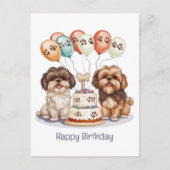 Gefeliciteerd Verjaardag Shih Tzu Honden Verjaarda Briefkaart (Voorkant)
