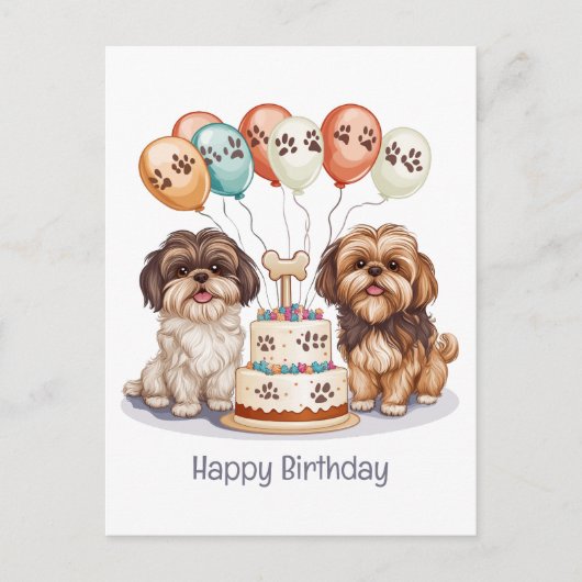 Gefeliciteerd Verjaardag Shih Tzu Honden Verjaarda Briefkaart (Voorkant)