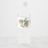Gefeliciteerd Verjaardag Sinaasappels Script Feest Waterfles Etiket (Voorkant)