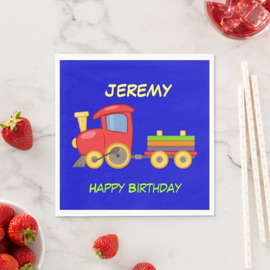 Gefeliciteerd Verjaardag, Speelgoedtrein, sjabloon Servet (Insitu)