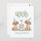 Gefeliciteerd Verjaardag Standaard Poodles Briefkaart (Voorkant / Achterkant)