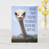 Gefeliciteerd verjaardag | Struisvogel spreekt Kaart (Gele Bloem)