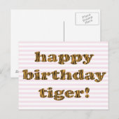 Gefeliciteerd verjaardag tijger! Leuke tijgerprint Briefkaart (Voorkant / Achterkant)