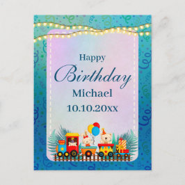 Gefeliciteerd Verjaardag Trein Met Malse Dieren We Briefkaart