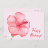 Gefeliciteerd verjaardag  | Tropische Hibiscus Blo Briefkaart (Voorkant / Achterkant)
