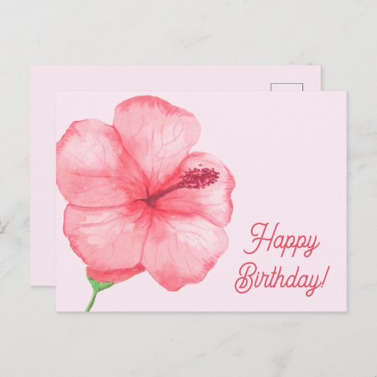 Gefeliciteerd verjaardag  | Tropische Hibiscus Blo Briefkaart (Voorkant / Achterkant)