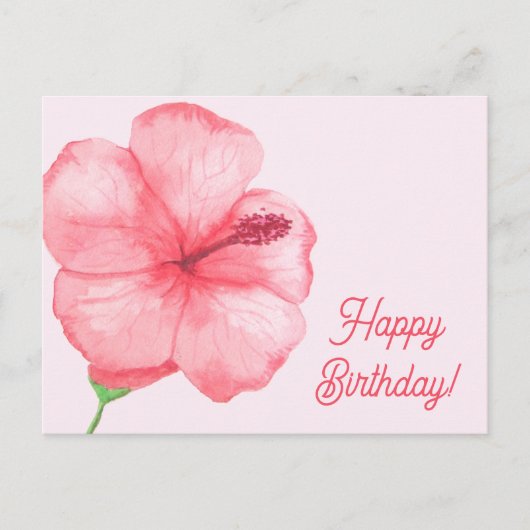 Gefeliciteerd verjaardag  | Tropische Hibiscus Blo Briefkaart (Voorkant)