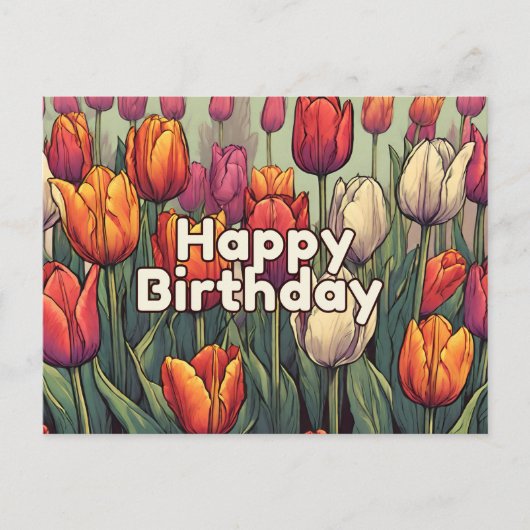 Gefeliciteerd Verjaardag Tulp Bloemen Briefkaart (Voorkant)