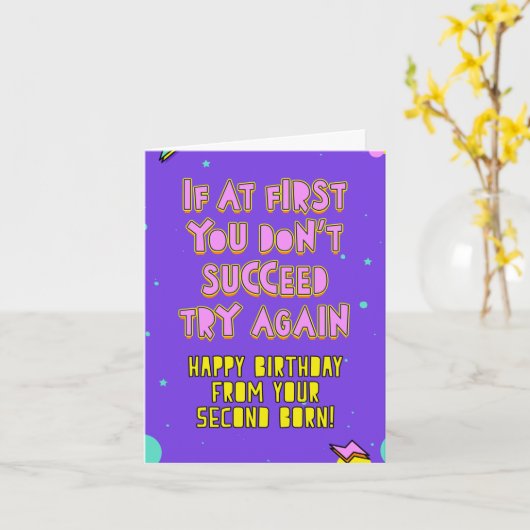 Gefeliciteerd verjaardag van je tweede kind! Aanpa Kaart (Gele Bloem)