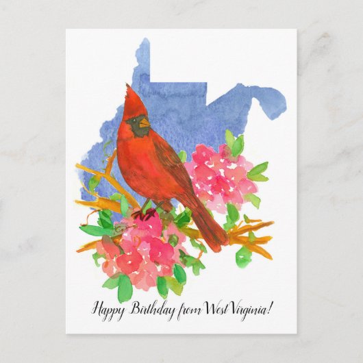 Gefeliciteerd verjaardag van West Virginia Cardina Briefkaart (Voorkant)