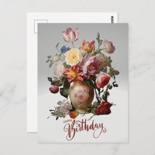 Gefeliciteerd verjaardag Victoriaanse bloemen in d Briefkaart