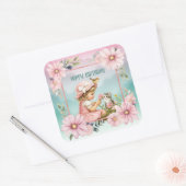 Gefeliciteerd verjaardag  vierkante sticker (Envelop)