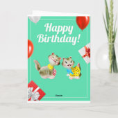 Gefeliciteerd Verjaardag Vintage Dwaze Kittykatten Kaart (Achterkant)