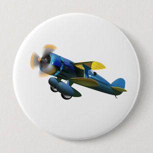 Gefeliciteerd verjaardag vintage vliegtuig ronde button 4,0 cm