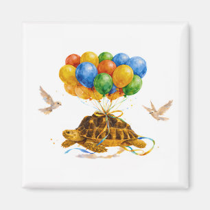 Gefeliciteerd verjaardag vliegende Sulcata-schildp Magneet