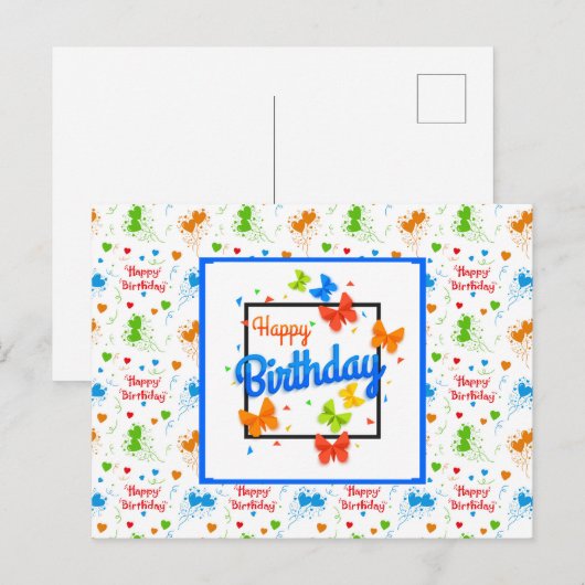 Gefeliciteerd Verjaardag Vlinders Briefkaart (Voorkant / Achterkant)