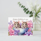 Gefeliciteerd Verjaardag Watercolor Muizen in een  Briefkaart (Staand voorkant)
