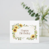 Gefeliciteerd Verjaardag Watercolor Zonnebloemen Briefkaart (Staand voorkant)