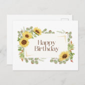 Gefeliciteerd Verjaardag Watercolor Zonnebloemen Briefkaart (Voorkant / Achterkant)