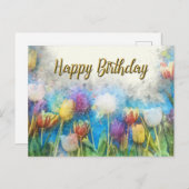 Gefeliciteerd Verjaardag Waterverf Abstracte Tulp  Briefkaart (Voorkant / Achterkant)