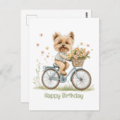 Gefeliciteerd Verjaardag Yorkie Hond Fietstochten  Briefkaart (Voorkant / Achterkant)