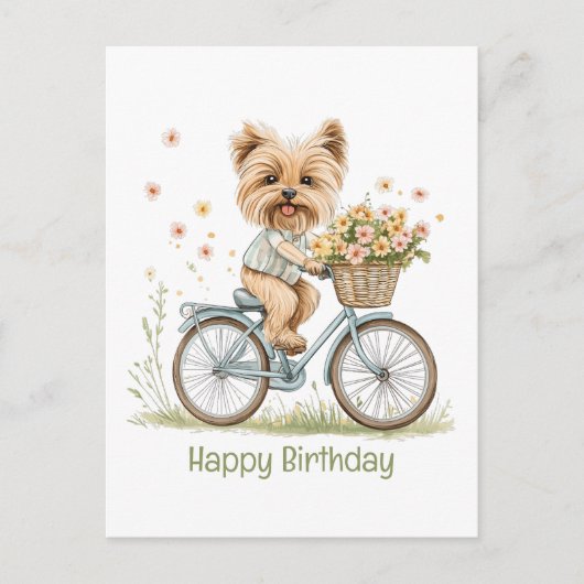 Gefeliciteerd Verjaardag Yorkie Hond Fietstochten  Briefkaart (Voorkant)
