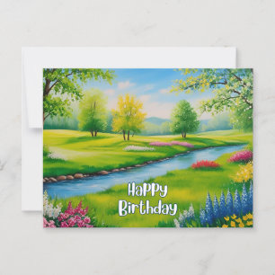 Gefeliciteerd Verjaardag Zomer Landschap, Rivier Briefkaart