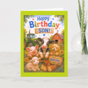 Gefeliciteerd Verjaardag Zoon Boerderijdieren Kaart