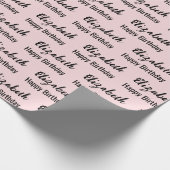 Gefeliciteerd Verjaardag Zwarte Script Naam Licht Cadeaupapier (Hoek)