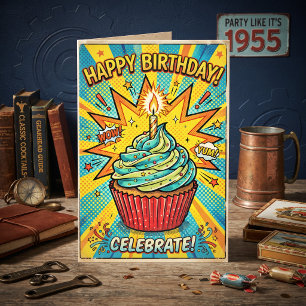 Gefeliciteerd Verjaardags Cousin! Retro Pop Art vo Kaart