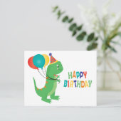Gefeliciteerd Verjaardags Dinosaurus Ballonnen Briefkaart (Staand voorkant)