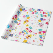 Gefeliciteerd Verjaardags Kat Feestje  Cadeaupapier (Uitgerold)